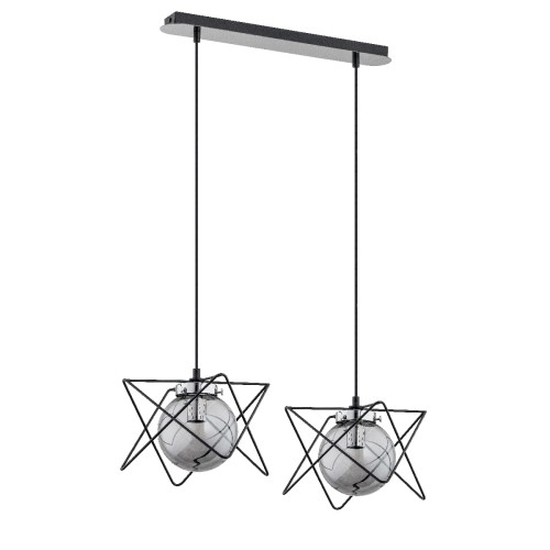 Lampa wisząca Sagito 62096 Alfa 2xE14 LED Metal/Szkło Czarny - Chrom