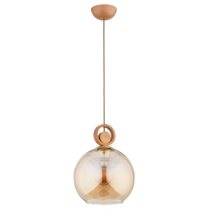 Lampa wisząca Sara 61184 Alfa 1xE27 LED Drewno/Metal Jasne Drewno - Złoto