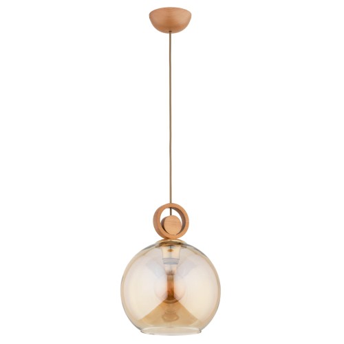 Lampa wisząca Sara 61184 Alfa 1xE27 LED Drewno/Metal Jasne Drewno - Złoto