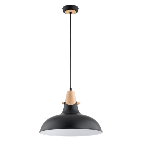 Lampa wisząca Solo 61267 Alfa 1xE27 LED Metal/Drewno Czarny - Jasne Drewno