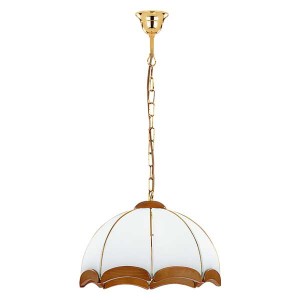 Lampa wisząca Sikorka 762 Alfa 1xE27 LED Metal/Drewno Złoty - Postarzane drewno