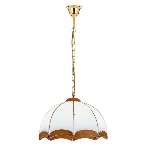 Lampa wisząca Sikorka 762 Alfa 1xE27 LED Metal/Drewno Złoty - Postarzane drewno