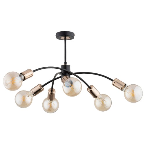 Lampa sufitowa Ralph 63051 Alfa 6xE27 LED Metal Czarny - Stare Złoto