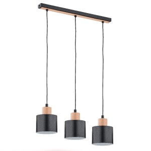 Lampa wisząca Ivo 62092 Alfa 3xE27 LED Drewno/Tworzywo Czarny - Jasne Drewno