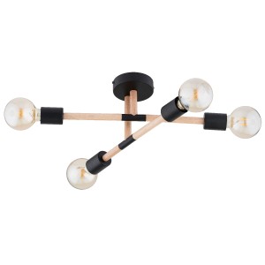 Lampa sufitowa Otello 63274 Alfa 4xE27 LED Metal/Drewno Jasne Drewno - Czarny