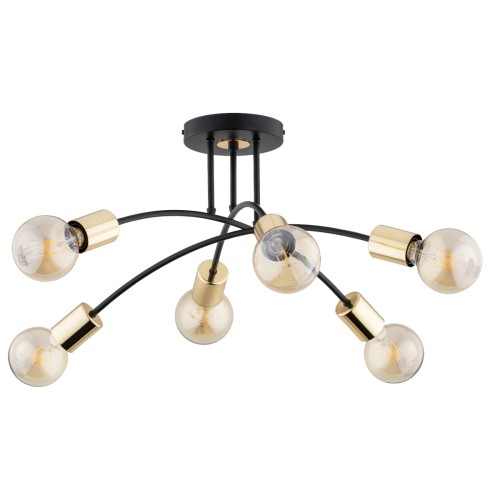 Lampa sufitowa Tilan 63169 Alfa 6xE27 LED Metal Czarny - Złoty
