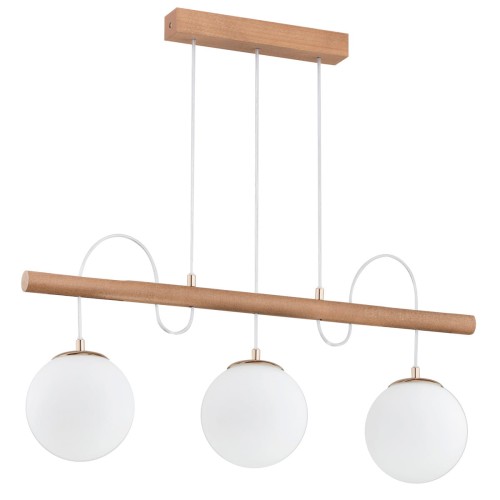 Lampa wisząca Dinar 62216 Alfa 3xE14 LED Drewno/Metal Jasne Drewno-Stare Zloto
