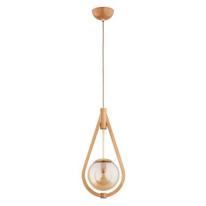 Lampa wisząca Gota 61215 Alfa 1xE14 LED Drewno/Metal Jasne Drewno - Złoto