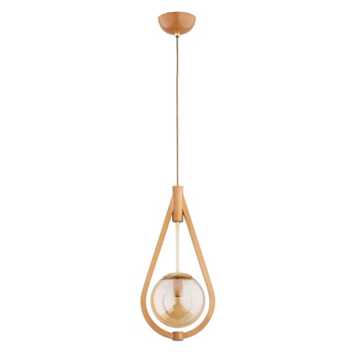 Lampa wisząca Gota 61215 Alfa 1xE14 LED Drewno/Metal Jasne Drewno - Złoto