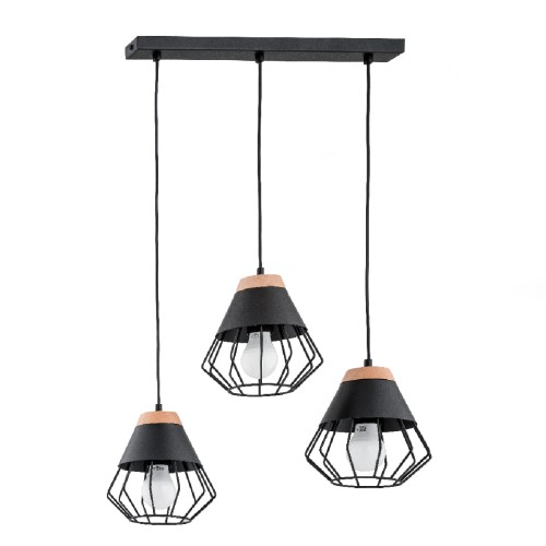Lampa wisząca Rina 62114 Alfa 3xE27 LED Metal/Drewno