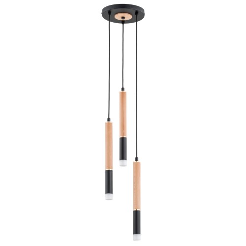 Lampa wisząca Rodeo 62454 Alfa 3xG9 LED Drewno/Metal Czarny - Złoty - Jasne Drewno