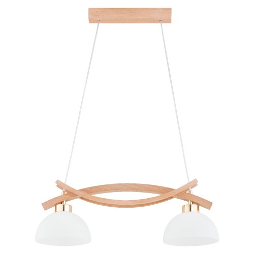 Lampa wisząca Nasa 62505 Alfa 2xE27 LED Drewno/Metal Jasne Drewno - Złoto