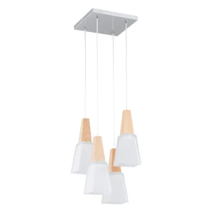 Lampa wisząca Morina 63157 Alfa 4xE27 LED Metal/Drewno Jasne Drewno - Chrom