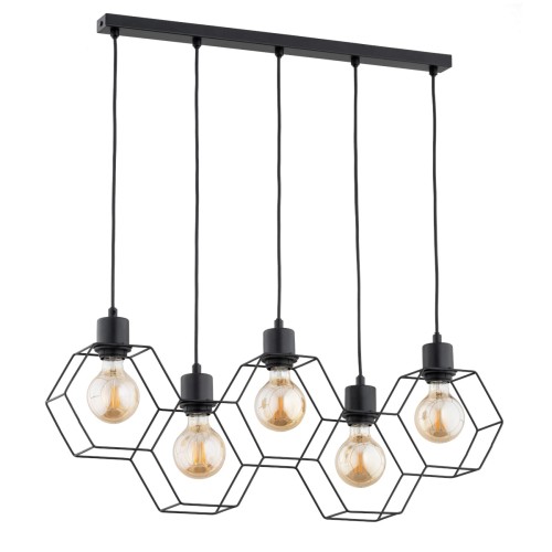 Lampa wisząca Kombi 63175 Alfa 5xE27 LED Metal Czarny