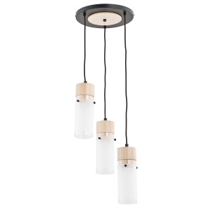 Lampa wisząca Tantum 60175 Alfa 3xE27 LED Drewno/Tworzywo Czarny - Jasne Drewno