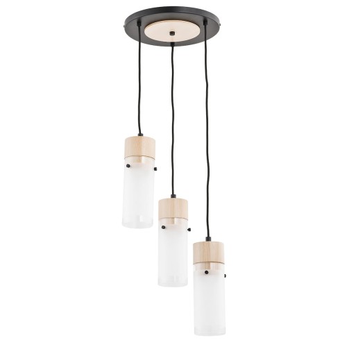 Lampa wisząca Tantum 60175 Alfa 3xE27 LED Drewno/Tworzywo Czarny - Jasne Drewno
