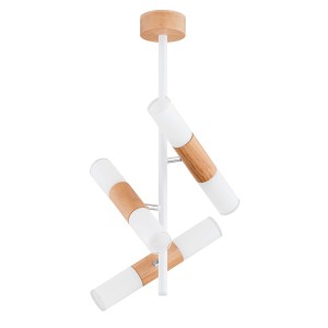 Lampa sufitowa Hiroco 63264 Alfa 6xE14 LED Drewno/Metal Biały-Złoty- Jasne Drewno