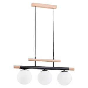 Lampa wisząca Trendy 63087 Alfa 3xE14 LED Drewno/Tworzywo Czarny - Jasne Drewno