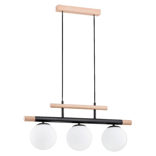 Lampa wisząca Trendy 63087 Alfa 3xE14 LED Drewno/Tworzywo Czarny - Jasne Drewno