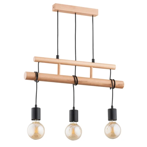 Lampa wisząca Estra 62215 Alfa 3xE27 LED Drewno/Tworzywo Czarny - Jasne Drewno