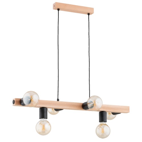Lampa wisząca Impuls 63295 Alfa 6xE27 LED Drewno Jasne Drewno - Czarny