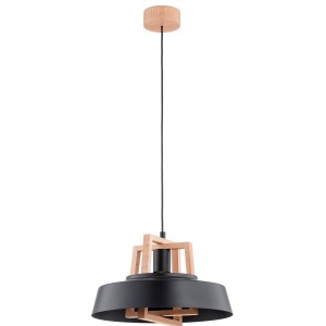 Lampa wisząca Batut 60943 Alfa 1xE27 LED Drewno/Tworzywo Czarny - Jasne Drewno