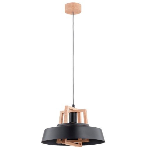 Lampa wisząca Batut 60943 Alfa 1xE27 LED Drewno/Tworzywo Czarny - Jasne Drewno