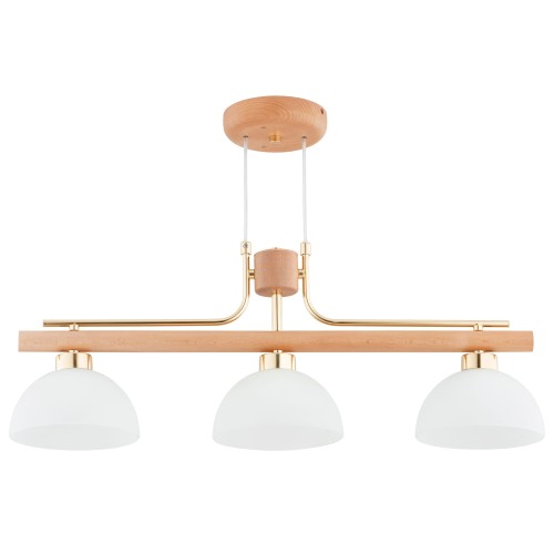 Lampa wisząca Lessi 62530 Alfa 3xE27 LED Drewno/Metal Jasne Drewno - Złoto