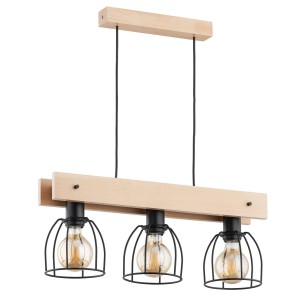 Lampa wisząca Filar 62212 Alfa 3xE27 LED Drewno/Tworzywo Czarny - Jasne Drewno