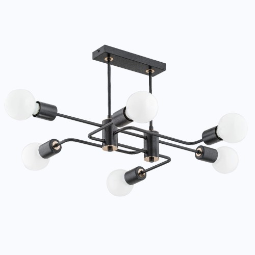 Lampa sufitowa Seba 62185 Alfa 6xE27 LED Metal Czarny - Stare Złoto