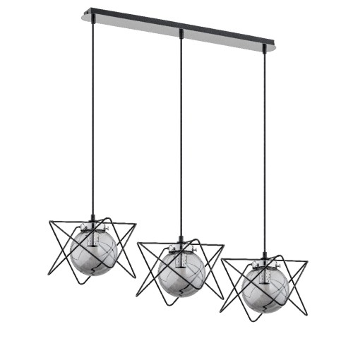 Lampa wisząca Sagito 62098 Alfa 3xE14 LED Metal/Szkło Czarny - Chrom