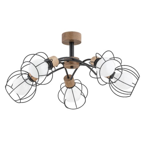 Lampa sufitowa Paloma 28385 Alfa 5xE27 LED Drewno/Tworzywo Czarny