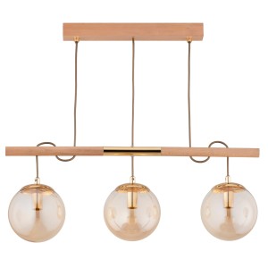 Lampa wisząca Axa 62539 Alfa 3xE14 LED Drewno/Metal Jasne Drewno-Stare Zloto