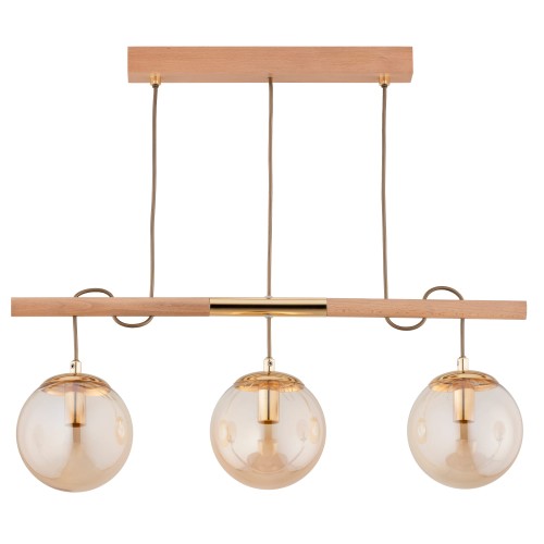 Lampa wisząca Axa 62539 Alfa 3xE14 LED Drewno/Metal Jasne Drewno-Stare Zloto