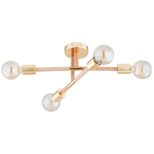 Lampa sufitowa Otello 63276 Alfa 4xE27 LED Metal/Drewno Jasne Drewno - Złoto