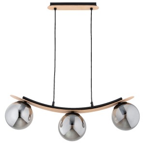 Lampa wisząca Naira 62502 Alfa 3xE14 LED Metal/Drewno Czarny - Jasne Drewno