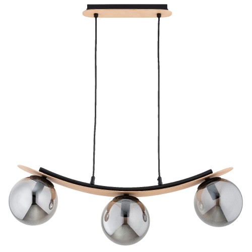 Lampa wisząca Naira 62502 Alfa 3xE14 LED Metal/Drewno Czarny - Jasne Drewno