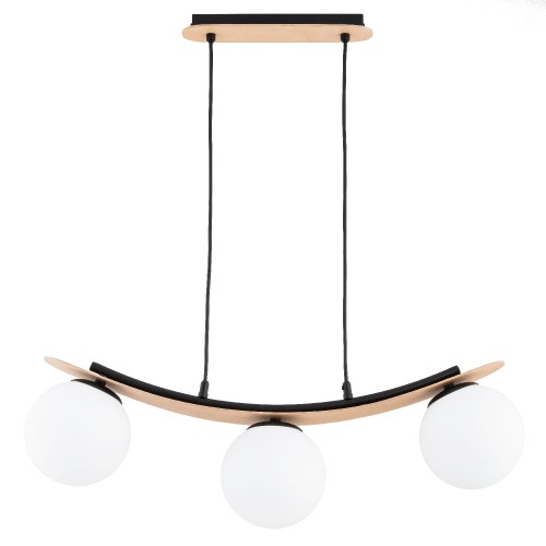 Lampa wisząca Naira 62504 Alfa 3xE14 LED Metal/Drewno Czarny - Jasne Drewno