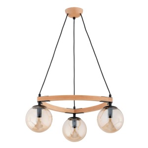 Lampa wisząca Adina 62462 Alfa 3xE14 LED Drewno/Metal Jasne Drewno - Czarny