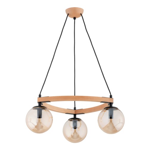 Lampa wisząca Adina 62462 Alfa 3xE14 LED Drewno/Metal Jasne Drewno - Czarny