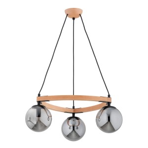 Lampa wisząca Adina 62463 Alfa 3xE14 LED Drewno/Metal Jasne Drewno - Czarny