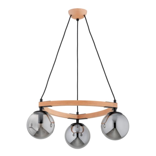 Lampa wisząca Adina 62463 Alfa 3xE14 LED Drewno/Metal Jasne Drewno - Czarny