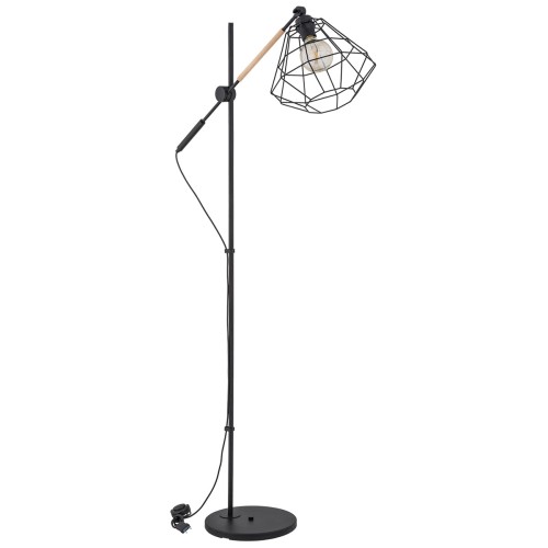 Lampa stojąca podłogowa Boogie 9256 Alfa 1xE27 LED Metal/Drewno Czarny - Jasne Drewno