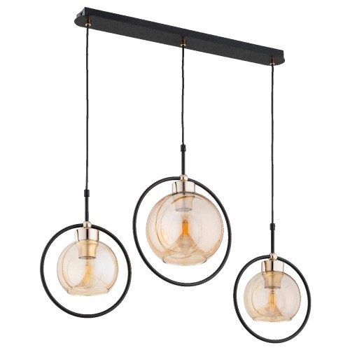 Lampa wisząca Delsi 62475 Alfa 3xE27 LED Metal Czarny - Stare Złoto