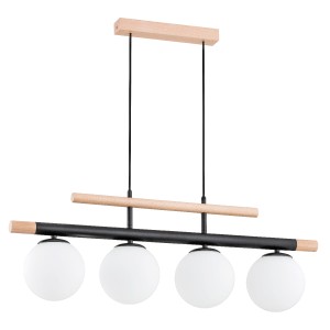 Lampa wisząca Trendy 63091 Alfa 4xE14 LED Drewno/Tworzywo Czarny - Jasne Drewno