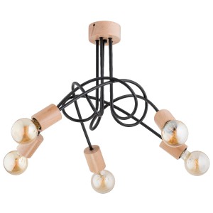 Lampa sufitowa Tango 27435 Alfa 5xE27 LED Drewno/Tworzywo Czarny