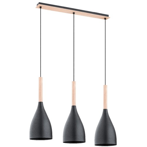 Lampa wisząca Juice 62057 Alfa 3xE27 LED Drewno/Metal Czarny - Jasne Drewno