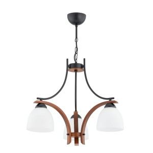 Lampa wisząca Żyrandol Bafia 62421 Alfa 3xE27 LED Metal/Drewno Czarny - Orzech