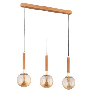 Lampa wisząca Tori 62317 Alfa 3xE14 LED Drewno/Metal Jasne Drewno - Złoto