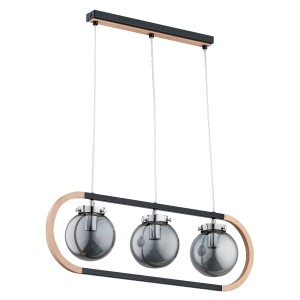 Lampa wisząca Rino 62146 Alfa 3xE14 LED Drewno/Tworzywo Czarny